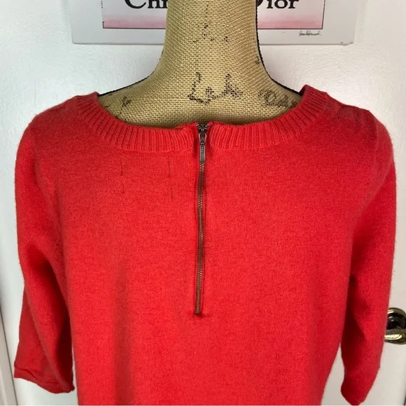 Blouse Woman Extra Fine Merino Wool Sweater Sweatshirt 3/4 Sleeve 1X Plus Red - Picture 7 of 11